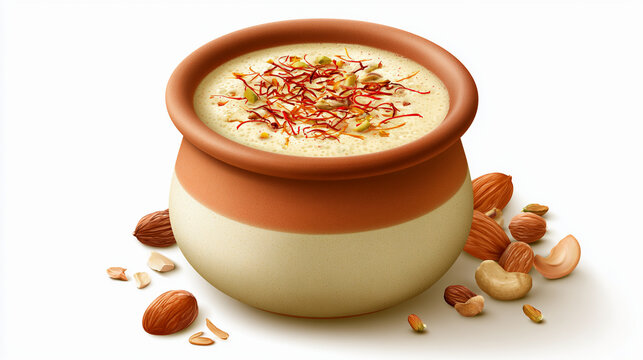 Traditional indian rabri or basundi in a clay pot