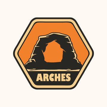Window Arch National Park Vintage Badge Logo Retro Vector