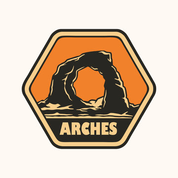 Round Rock Arch Vintage Outdoor Badge Logo Vector