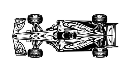 Fototapeta premium Top View of a Stylized Formula 1 Race Car Illustration.