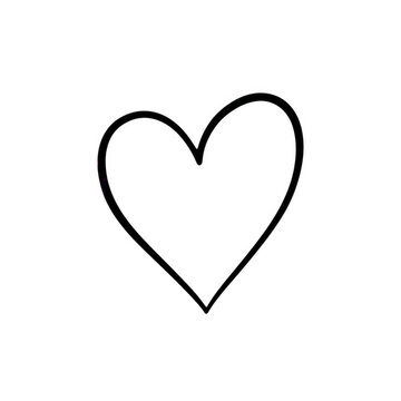 Minimalist heart shape icon in black and white
