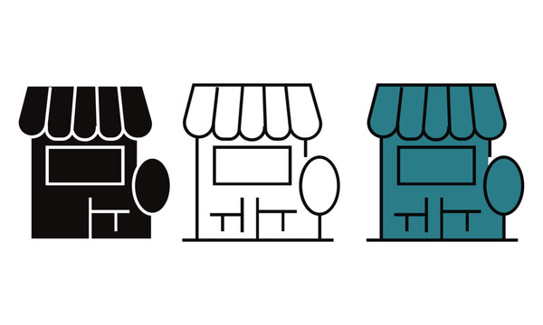 Simple of a storefront with awning and signage shop