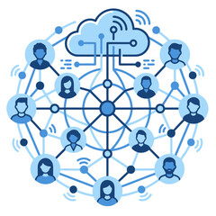 Fototapeta premium Sector of society connected via cloud computing and digital network
