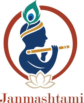 Janmashtami logo vector white background .