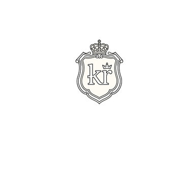 A line-art Danish Krone (kr) symbol within a protective shield outline.