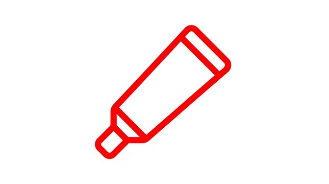 Red outline of cosmetic ointment tube