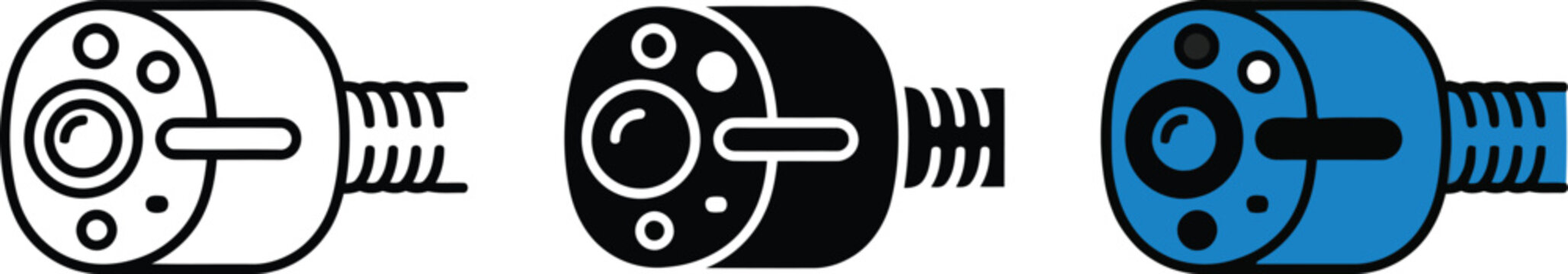 Set of endoscope camera icons, medical diagnostic equipment, vector illustration