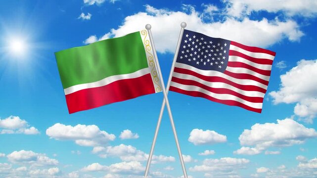 Chechen Republic And Usa Flag Loop