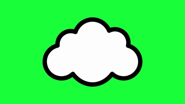 Simple white cloud icon with black outline on green background