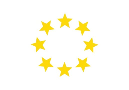 Nine yellow stars in a circle shape isolated on white background