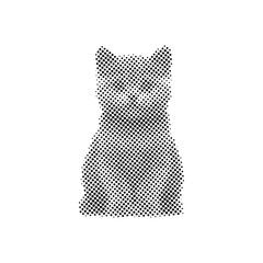 Minimalist halftone graphic of a sitting cat with halftone, illustration © Md
