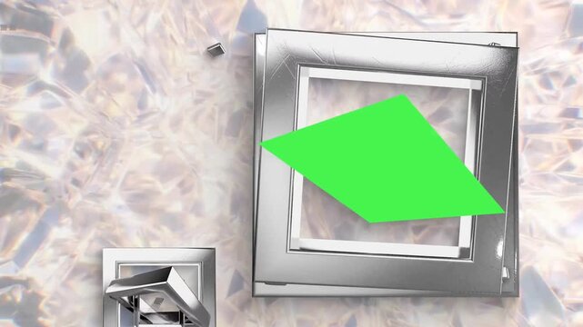 3D Luxury Platinum Glass Frame - Silver Crystal Diamond Chroma Key Green Screen Intro