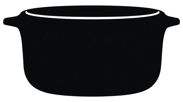 A simple black silhouette of a cooking pot with handles. It's a versatile kitchen utensil that can be used for various cooking methods