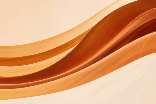 Fond abstrait minimaliste aux courbes fluides orange et beige, vagues &eacute;l&eacute;gantes aux tons chauds, illustration moderne avec espace pour texte