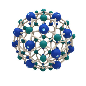 Three Dimensional Molecular Structure Model Showing Atomic Connections Clearly transparent background