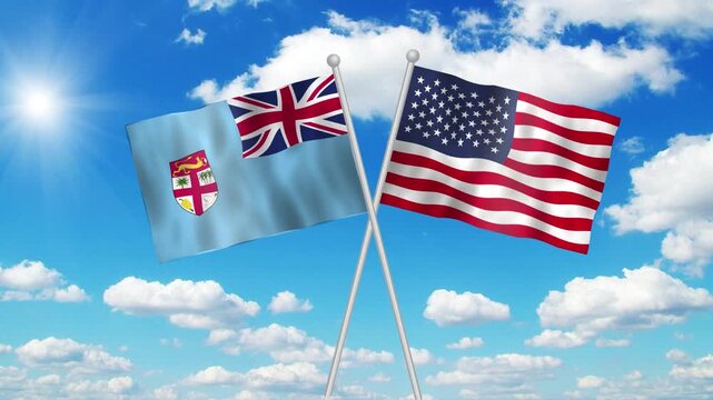 Fiji And Usa Flag Loop