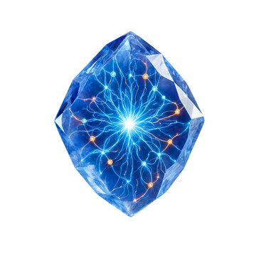 Hexagonal Crystal Structure With Electric Blue Spark Energy Pattern Inside transparent background