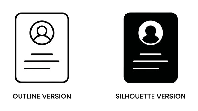 Resume Profile Icons: Two stylized icons representing a personal profile, one in outline and the other in silhouette, symbolizing identity and information.