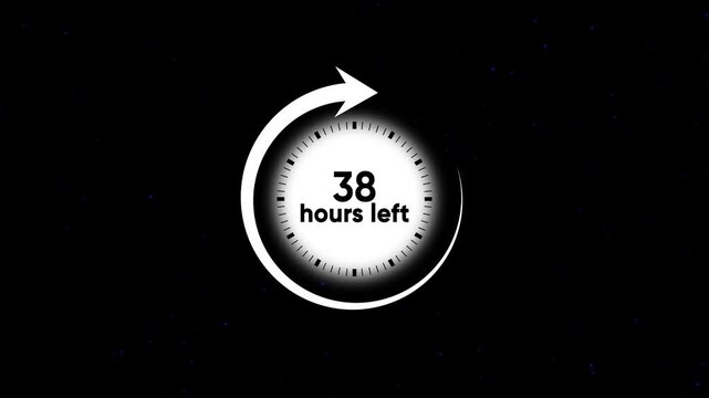 38 hours left countdown timer with circular progress arrow animation