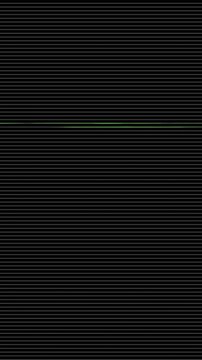 Vertical Retro CRT monitor scanlines green VHS glitch interference. Dark damaged video signal overlay old digital distortion. Abstract horizontal line pattern for 1980s technology background loop