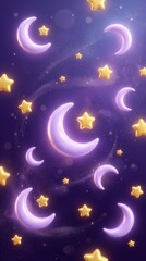 Naklejka premium Vertical Moon and Star Pattern