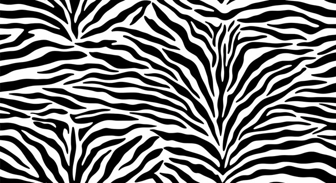 Seamless black and white zebra stripe skin pattern background texture