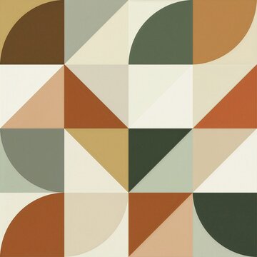 Minimalist Geometric Pattern Background in Bauhaus Style, Muted Earth Tones