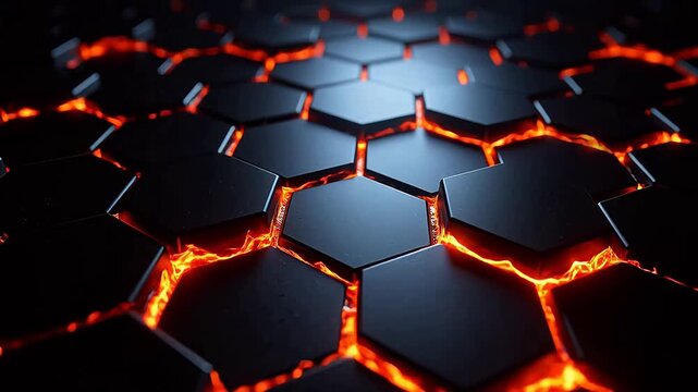 Glowing hexagonal metal grid