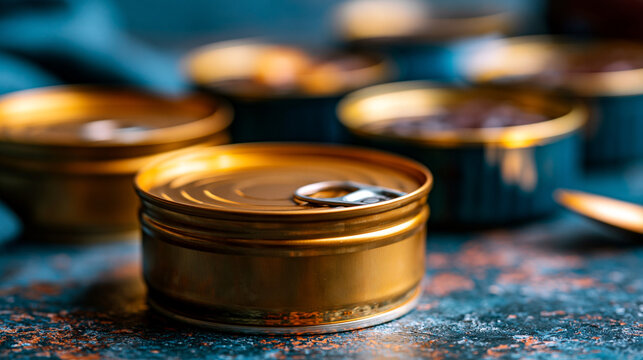Round metal food tin can with pull tab lid for packaging and storage packaging container industrial