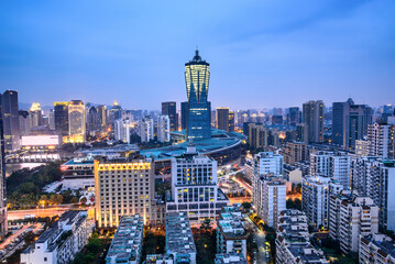 Fototapeta premium Night Cityscape of Hangzhou, Zhejiang, China