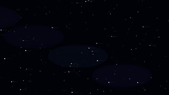 Abstract animated starfield drifting with parallax depth drawn as cool blue-white glowing lines and dots on a deep dark background. Clean minimal motion graphics element with free space around it, ide