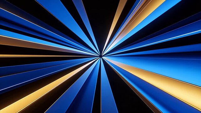 Abstract geometric pattern with blue and gold lines