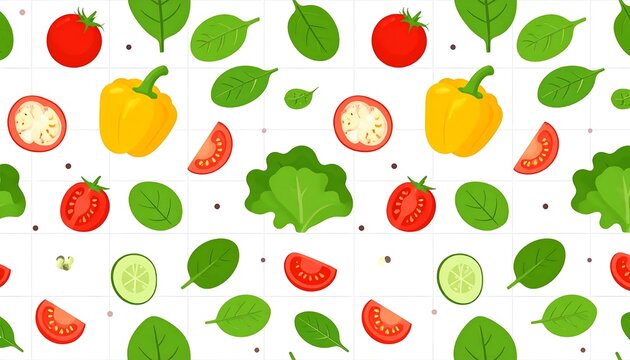 Colorful abstract pattern with apple and leaf shapes.
