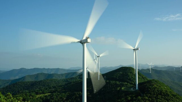 Wind Turbines Timelapse with Motion Blur