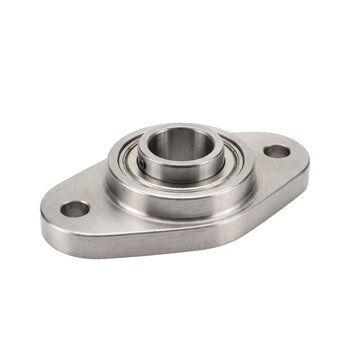 Stainless steel mounted ball bearing unit with two bolt flange design for industrial mechanical equipment usage