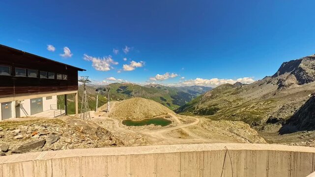 4K Timelapse alpine video with moving Clouds at Hintertuxer Gletscher glacier region, Hintertux, Tuxertal valley, Schwaz, Zell am Ziller, Tyrol, Austria