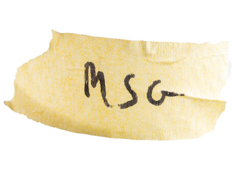MSG letters hand written on masking tape
