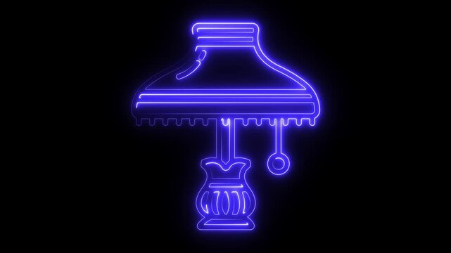 Glowing light bulb symbol animation. Glowing neon lightning bulb icon. Electric neon lamp icon 4k