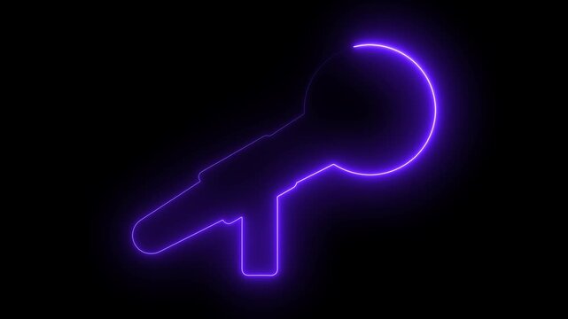 Glowing neon line Microphone icon isolated on black background. On air radio mic microphone. Speaker sign. 4K   announcement, livestream, streaming, entertainment, 