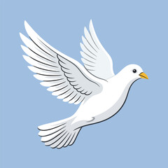 Obraz premium Flying white dove illustration. Symbol of peace and freedom in a flat vector style.