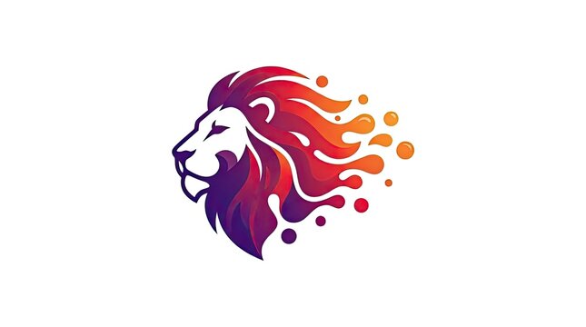 Vibrant colorful lion head profile with splash art.