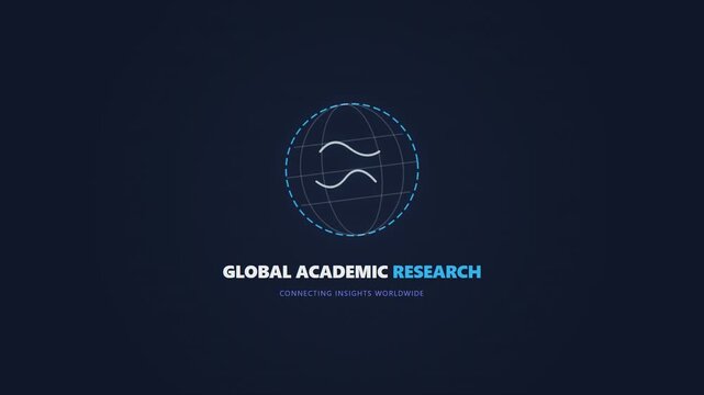 Global Academic Research logo featuring a minimalist globe and wave symbols on a dark background for educational branding