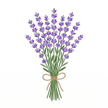 Simple yet charming vector graphic depicting a fresh bunch of lavender blossoms, symbolizing tranquility and natural elegance, ideal for floral decor, herbal product branding, or invitations