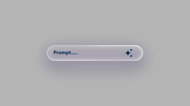 Minimalist search bar interface animation with pulsing text cursor and ai sparkle