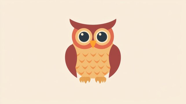 Cute cartoon owl on neutral background, children's illustration, possible use for educational materials