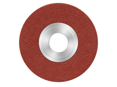 Red abrasive grinding wheel isolated on transparent background