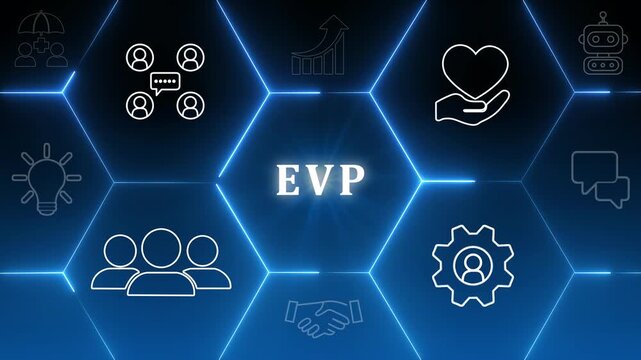 Employee value proposition (EVP) strategy concept. Attract, motivate and retain talented employees in a competitive job market through the corporate culture and benefits offering.4k video