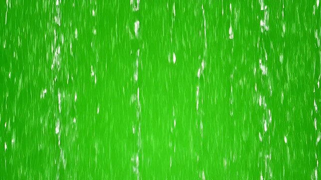 Bright green abstract background with blurred white streaks resembling falling rain