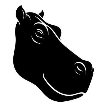 Vector silhouette of a hippopotamus head