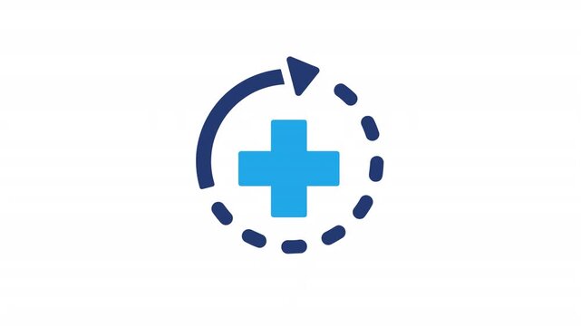 Animated Continuous Healthcare Icon. Medical Cross with Arrow Cycle for 24-7 Hospital Service UI Concept